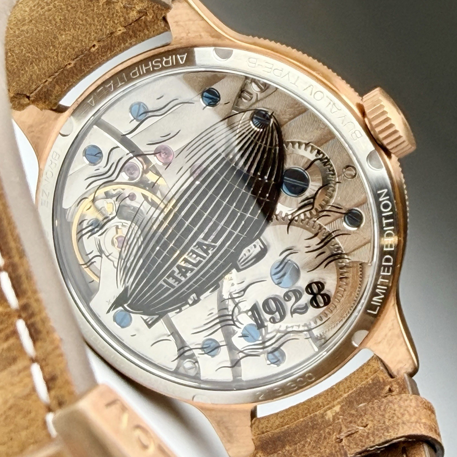 Buyalov Airship Italia Limited Ed. Bronze Type B Sapphire Mens 43mm Manual Watch