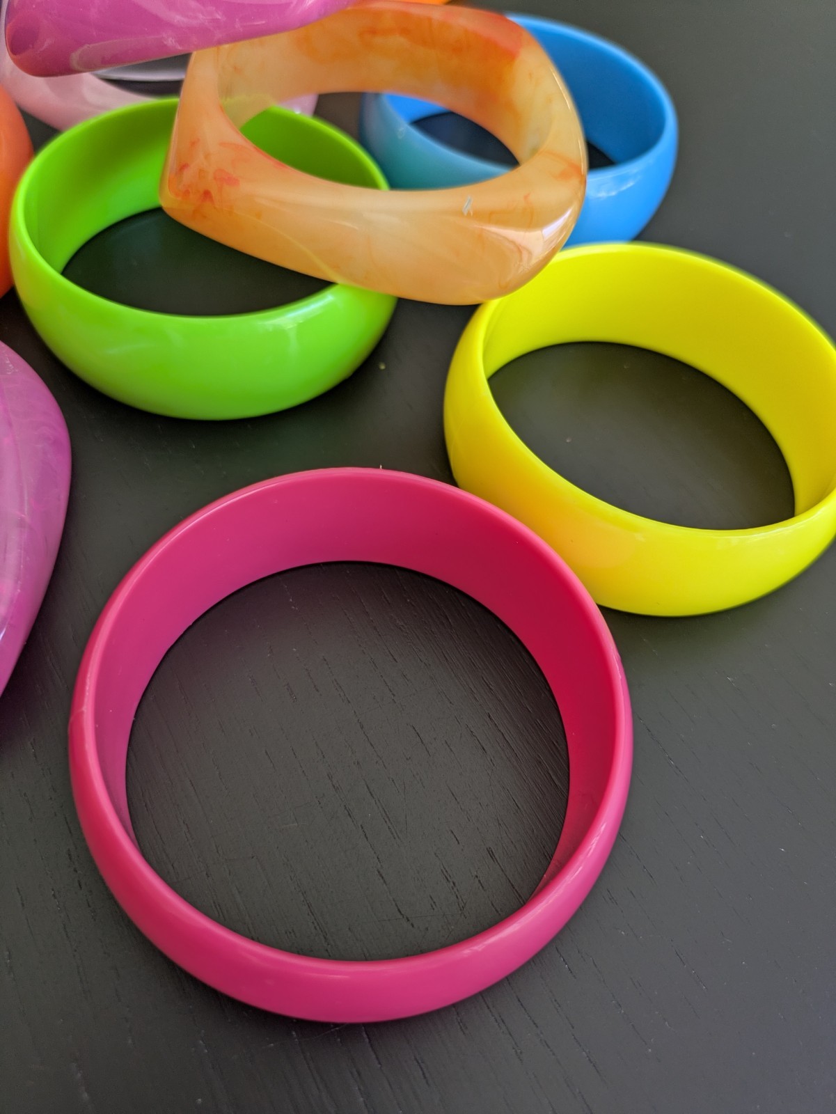 Large Lot Of 14 New Colorful Bangels Resin/Acrylic/Plastic