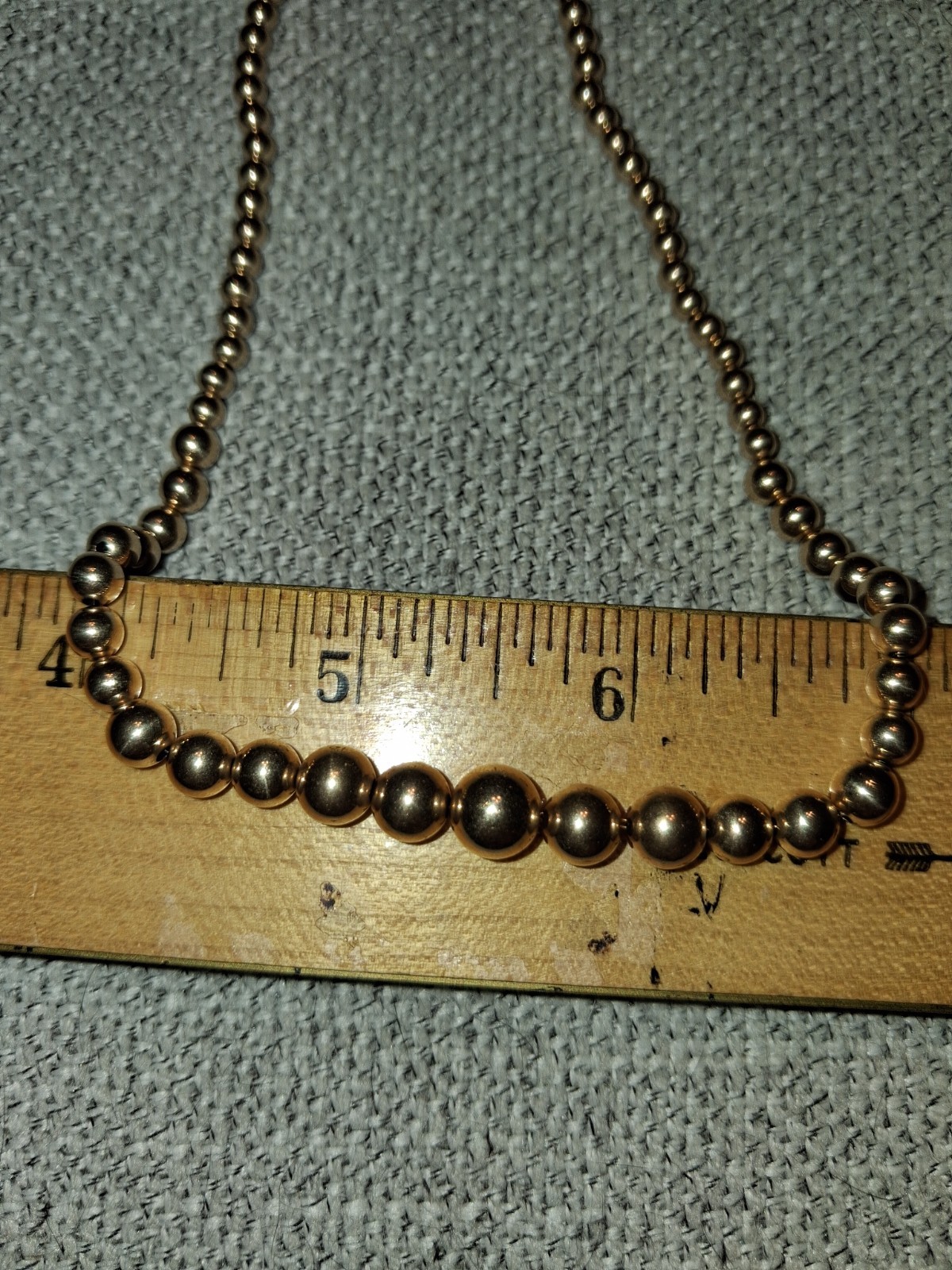 10k Gold Ball Beaded Necklace 3.44 Grams MEASURES 17 Inches