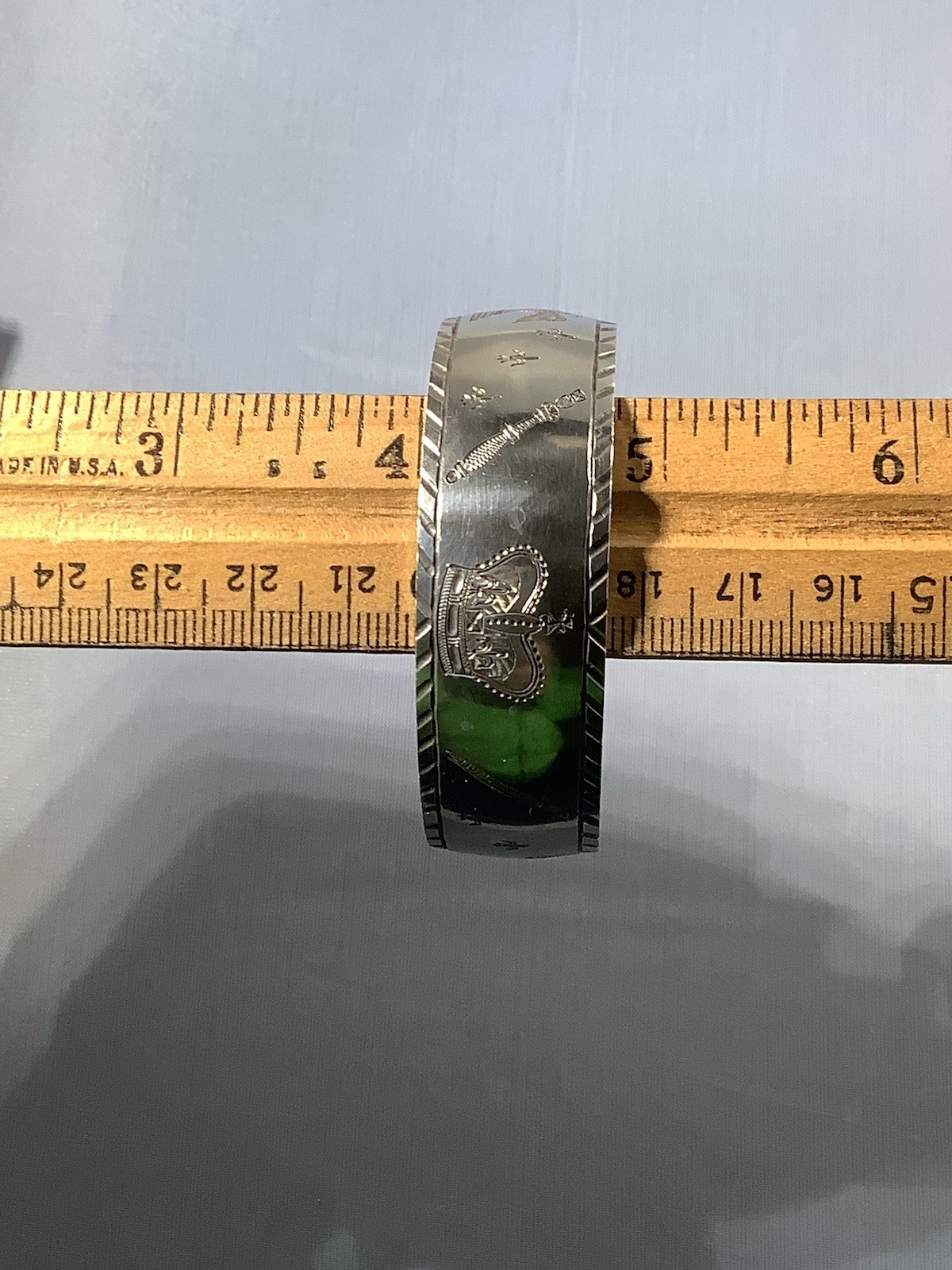 Birks Sterling Silver Eagle Crown Sword Fleur De Lis 7” Cuff Bracelet