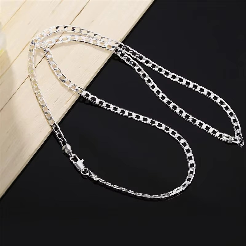 925 Sterling Silver Curb Chain Necklace 2-12mm 40-75cm Men Women Gift