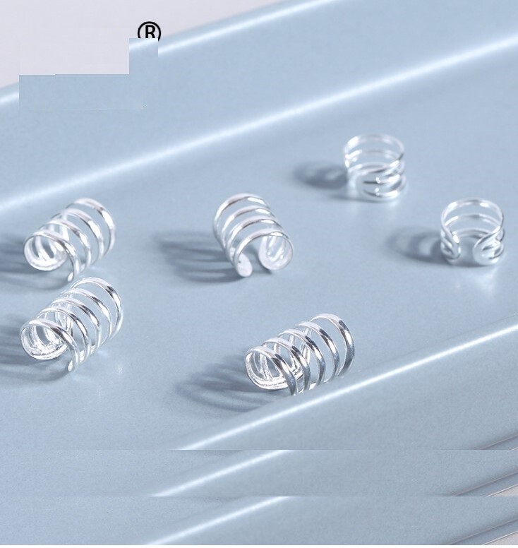 A Pair Sterling Silver 925 Ear Cuffs Wrap Wire Band no piercing Gift Box PE38
