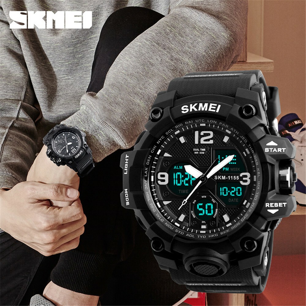SKMEI Men Sport Watches Military Dual Time Boys Watch Digital Quartz Wristwatch