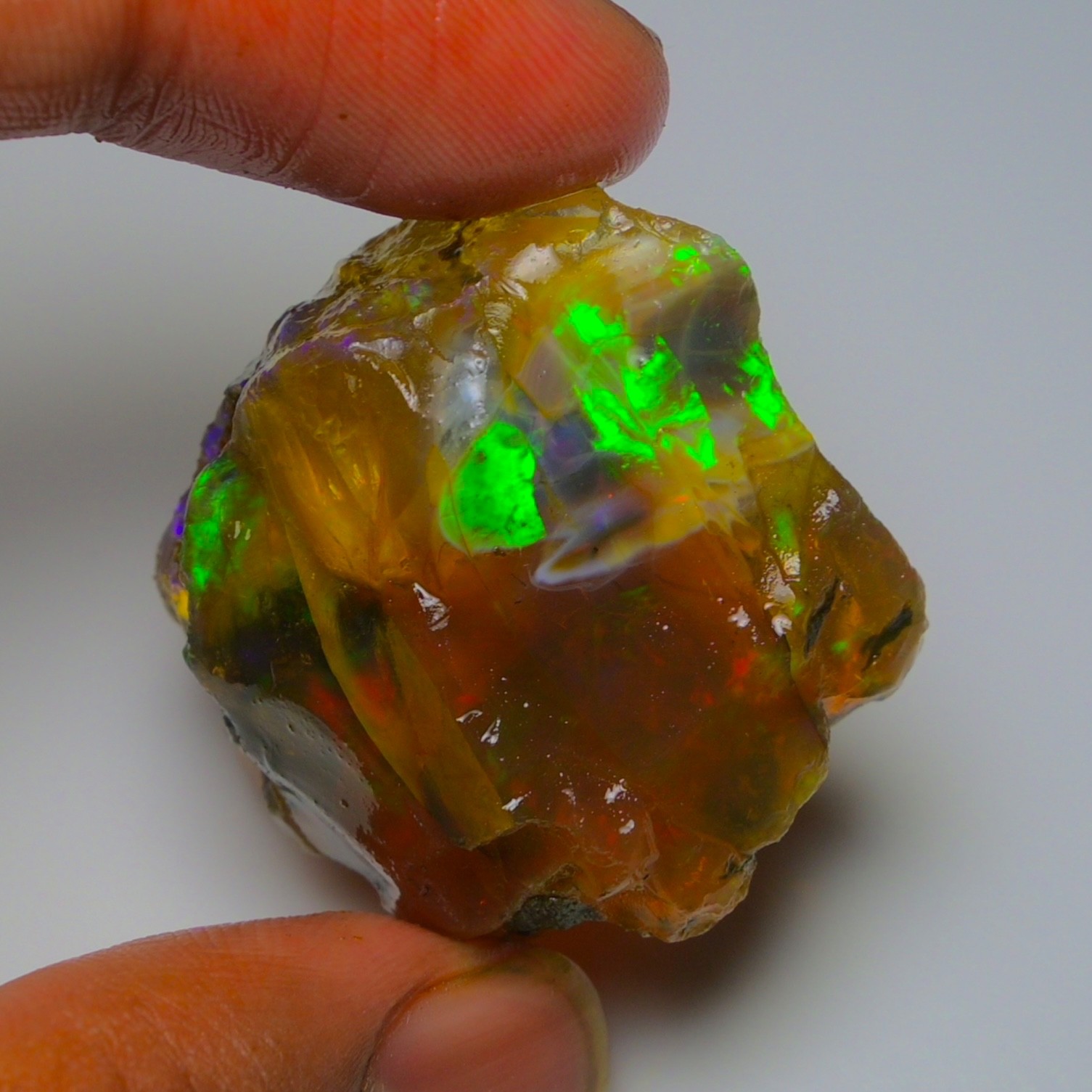 Ethiopian Oil Opal Specimen 99.20 cts Natural Rough Gemstone – Fire Opal Roug