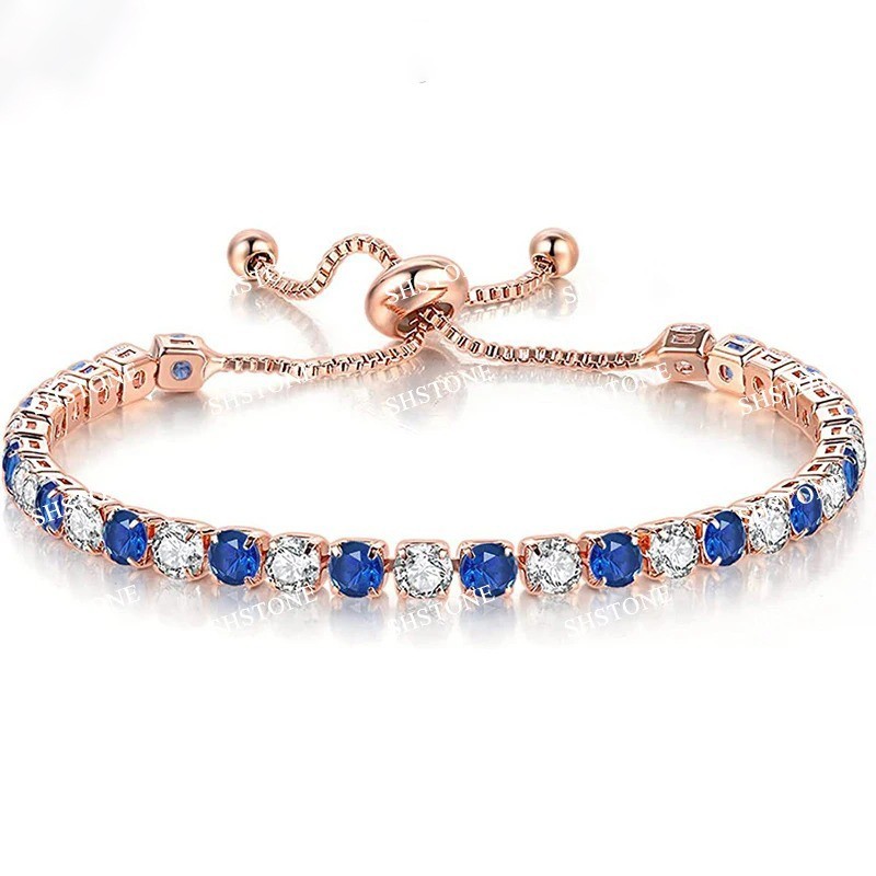 925 Sterling Silver Luxury Color Crystal Bracelet 18cm Women’s Chain Jewelry