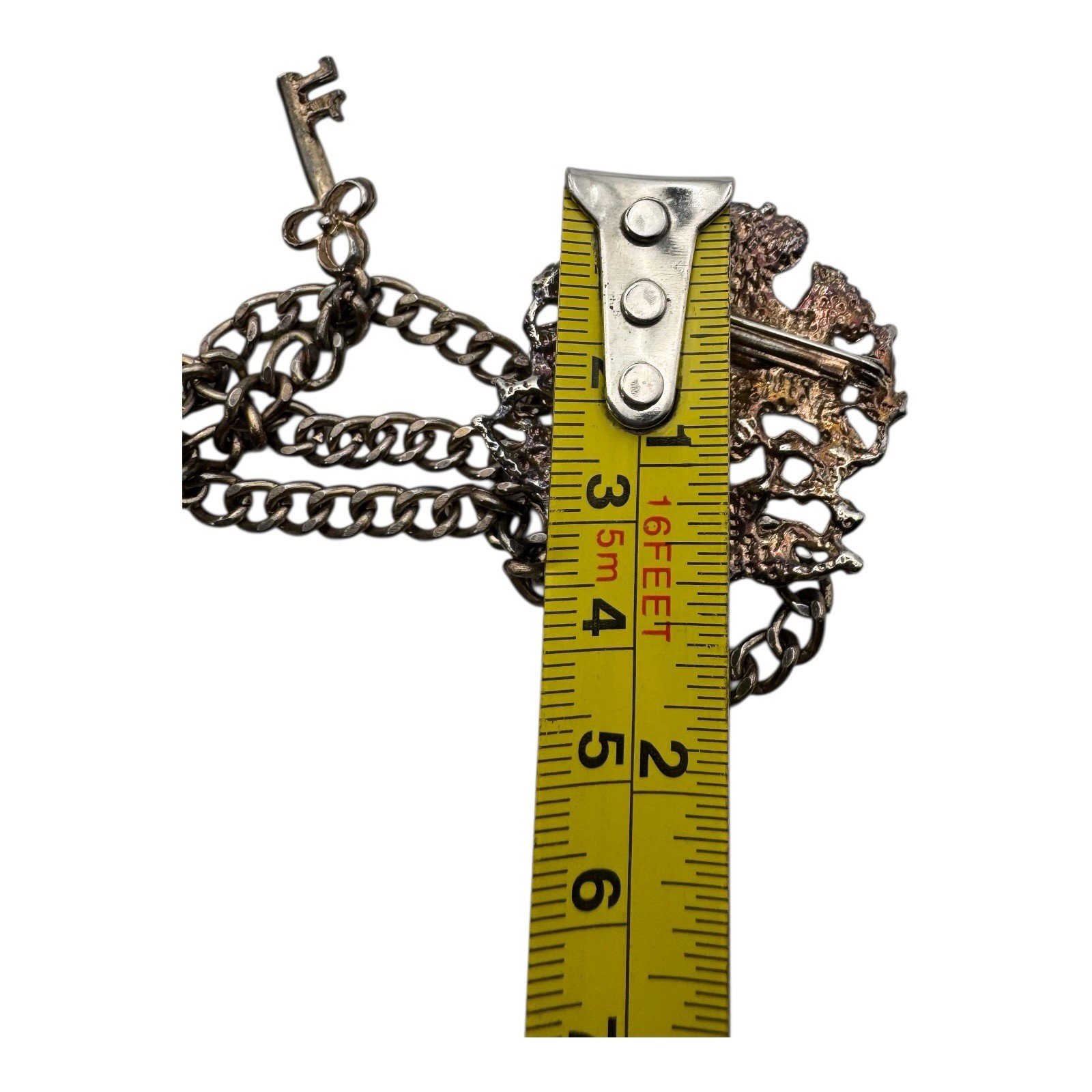 Heraldic Coat of Arms Brooch Chain Victorian Style Crown Lion Eagle Keys Crest