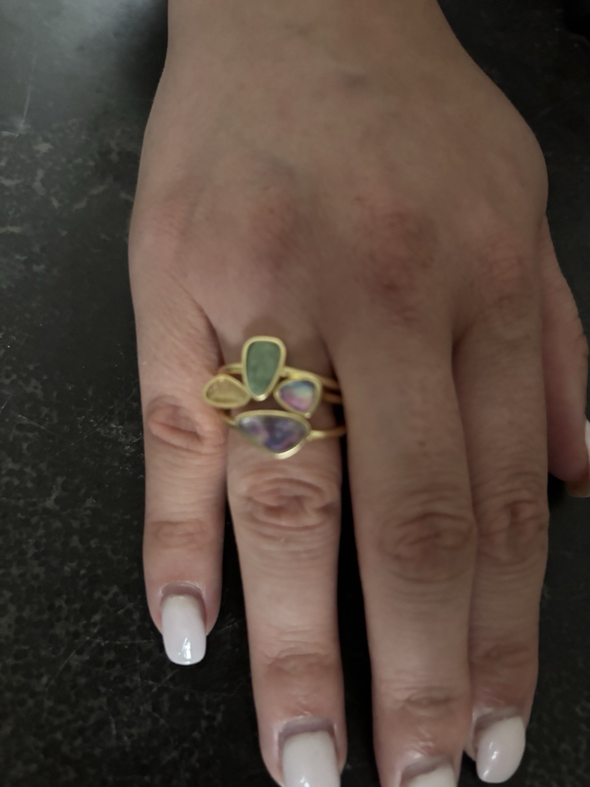 Kendra Scott Gold Tone Multi-Stone Stackable Band Rings Lot of 3 Size 8