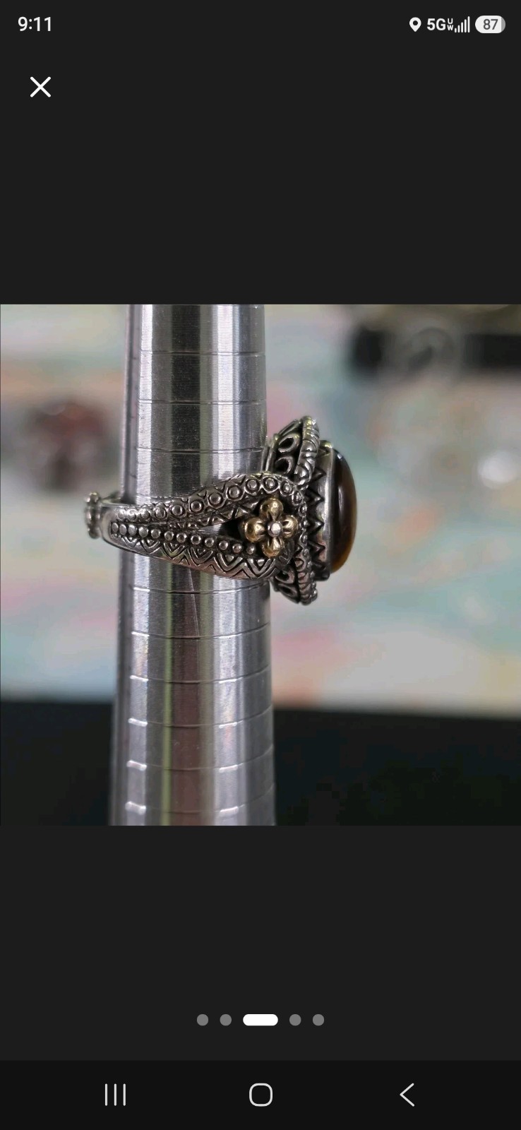 Tiger’s Eye Gemstone Set In Sterling Silver with Intricate FILIGREE..925