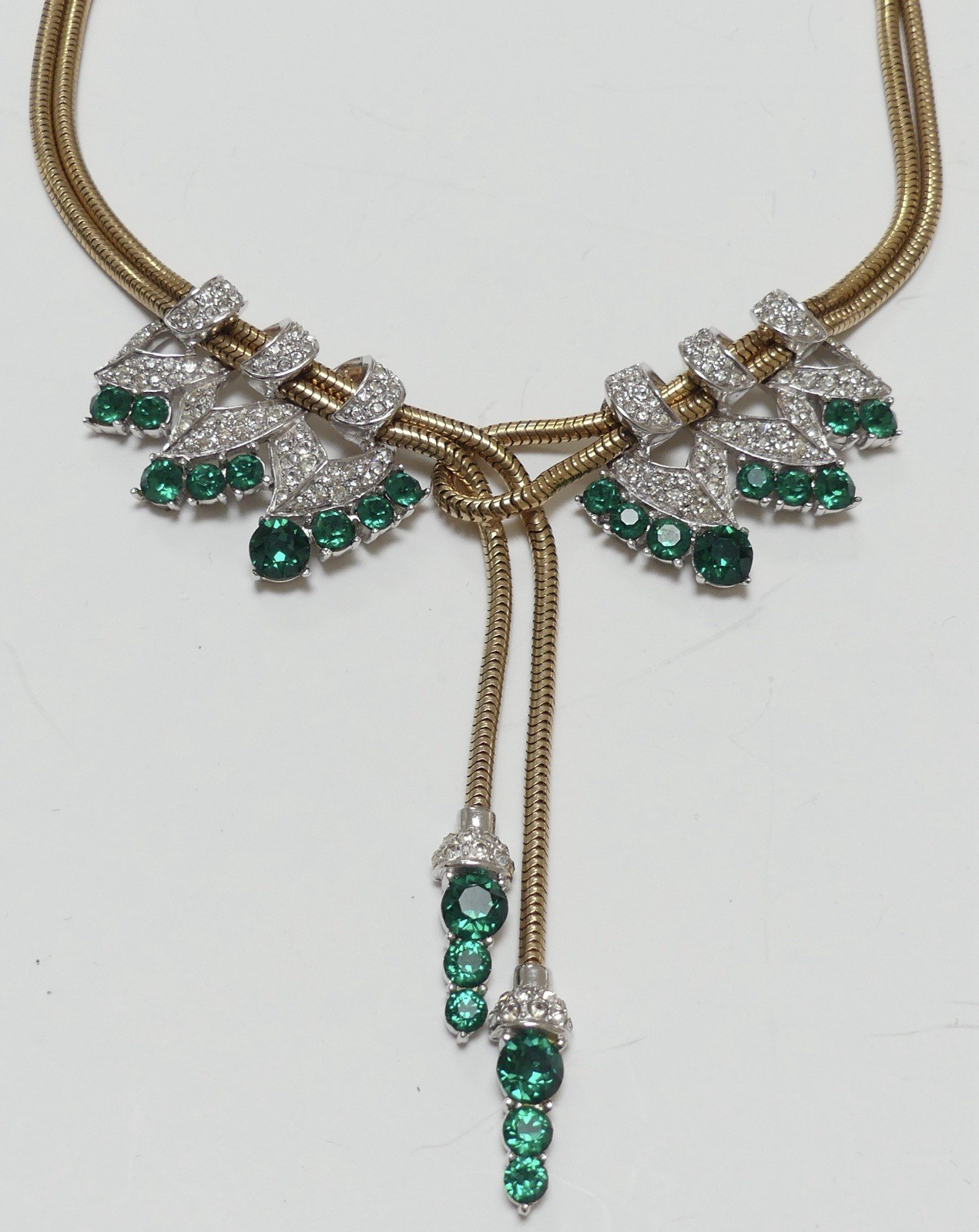 MARCEL BOUCHER Emerald Green Necklace 1940s HTF