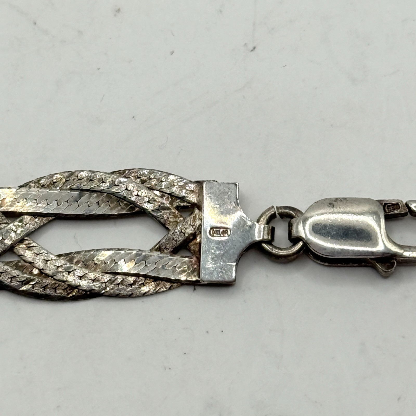 Vintage Milor Italy 925 Sterling Silver Woven Herringbone 7.5″ Bracelet 10.6g