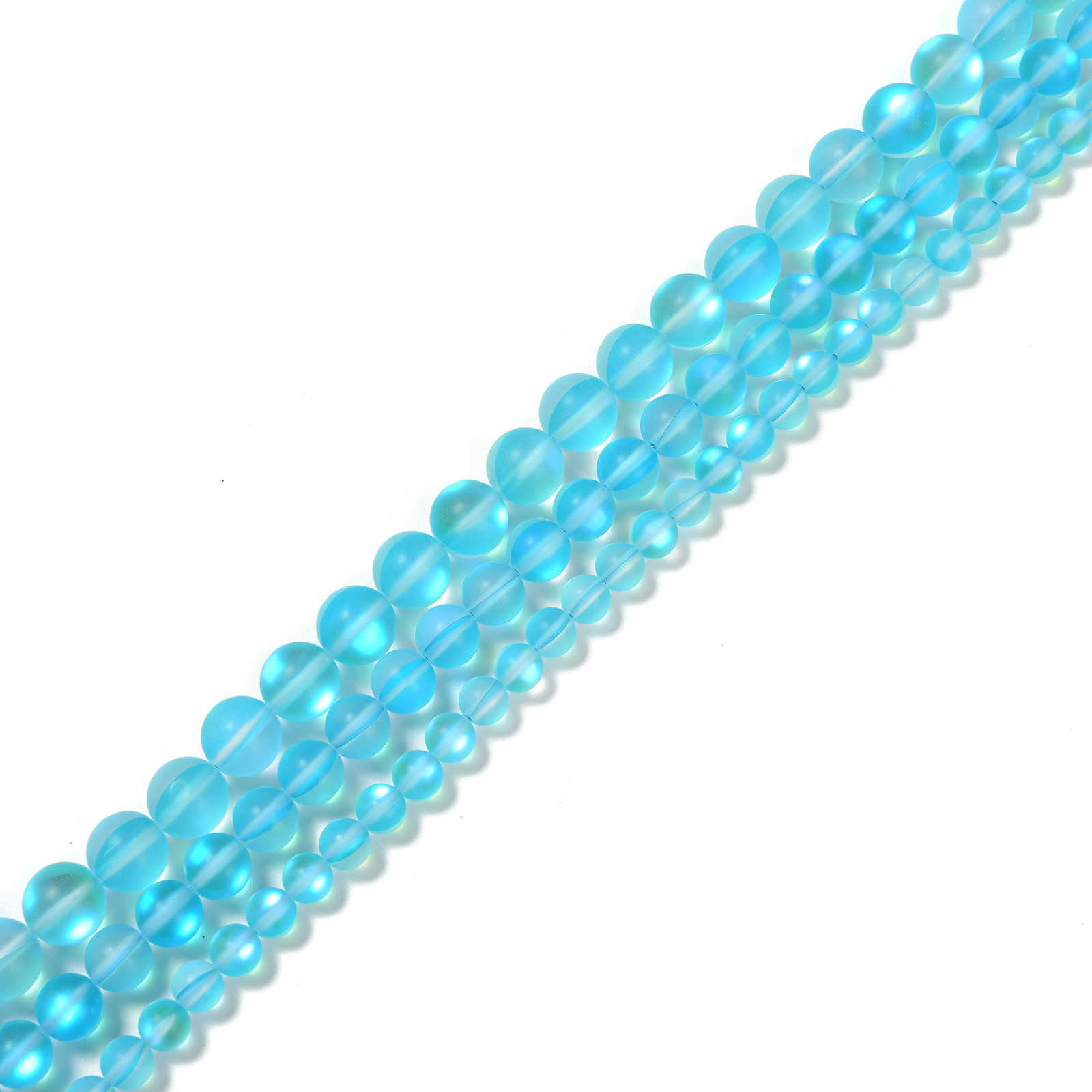 Aqua Mystic Mermaid Glass Matte Round Beads Size 6mm 8mm 10mm 15.5″ Strand