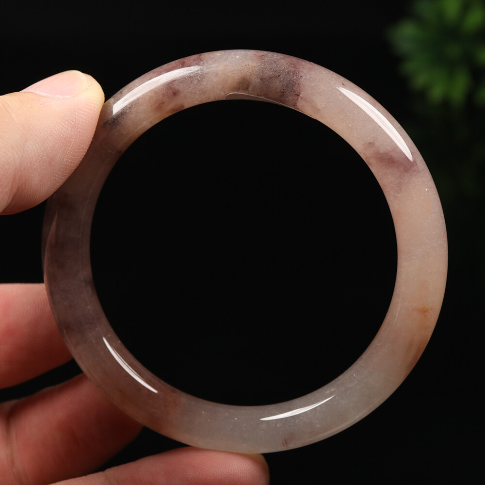 52-64mm Certified Golden jade bracelet 100% Natural Lavender Purple Jade Bangle