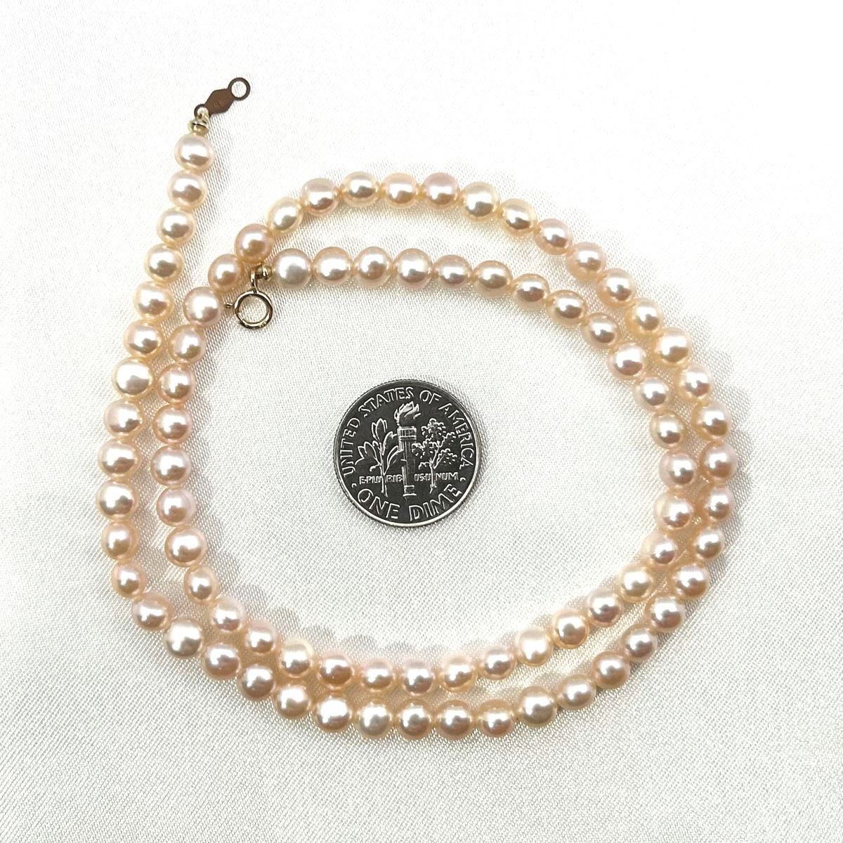 14k Spring Ring Clasp Pink Pearl Choker, Pearl Necklace, Real Pearl Necklace