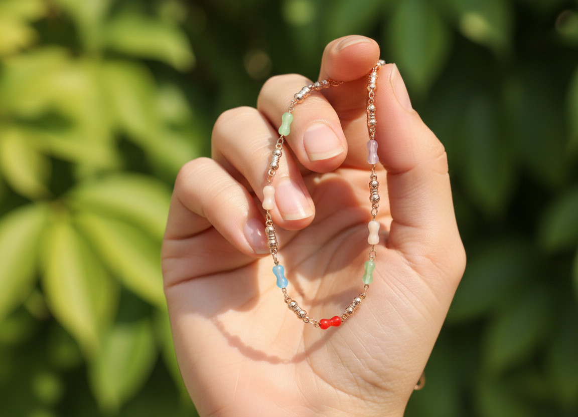 Multicolor Beaded Bracelet Dainty Rose Gold Plated Chain Bracelet For Valentine