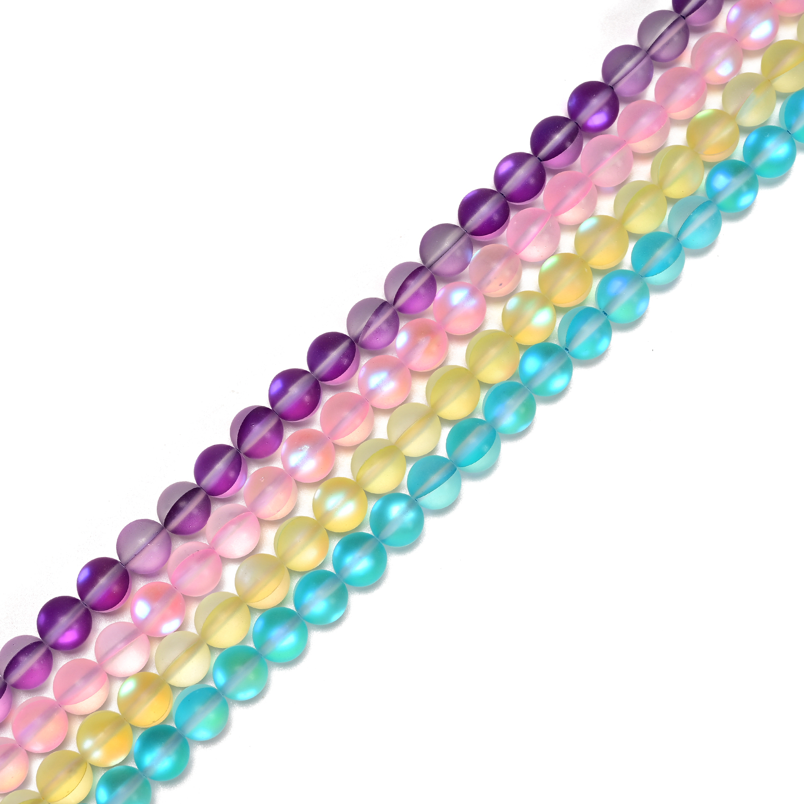 Aqua Mystic Mermaid Glass Matte Round Beads Size 6mm 8mm 10mm 15.5″ Strand