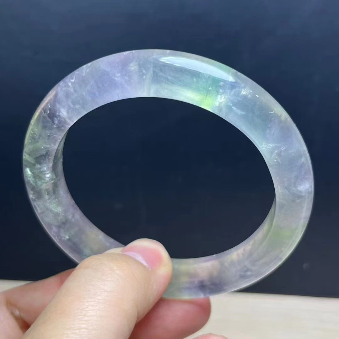 61mm Natural Color Fluorite Crystal Quartz Handmade Bracelet