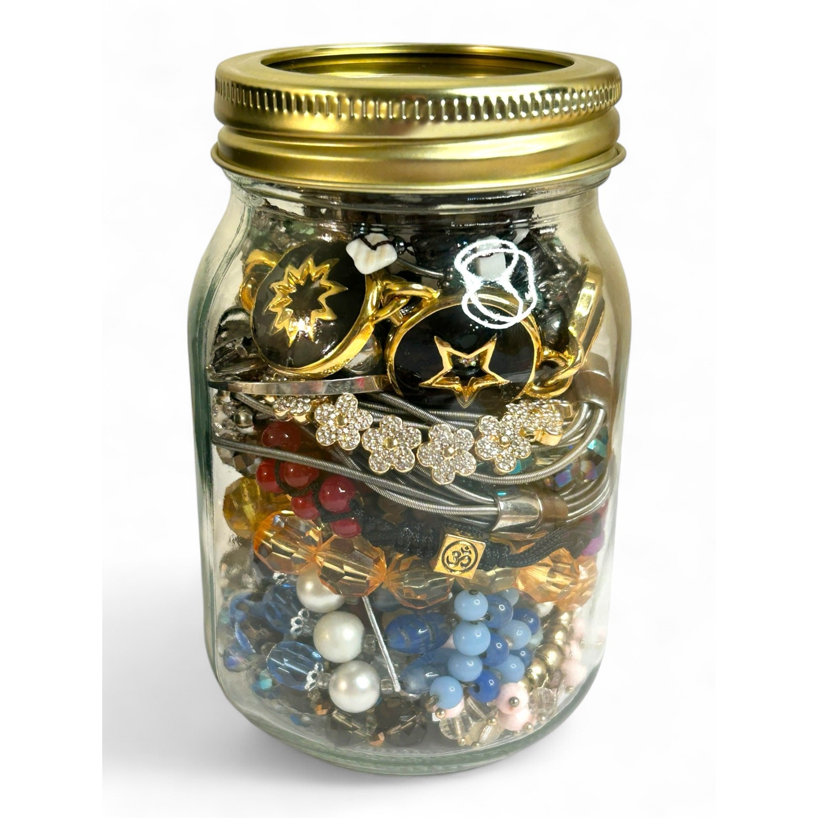 Mixed Jewelry Jar All Bracelets Colorful Various Types Beaded Link Chain