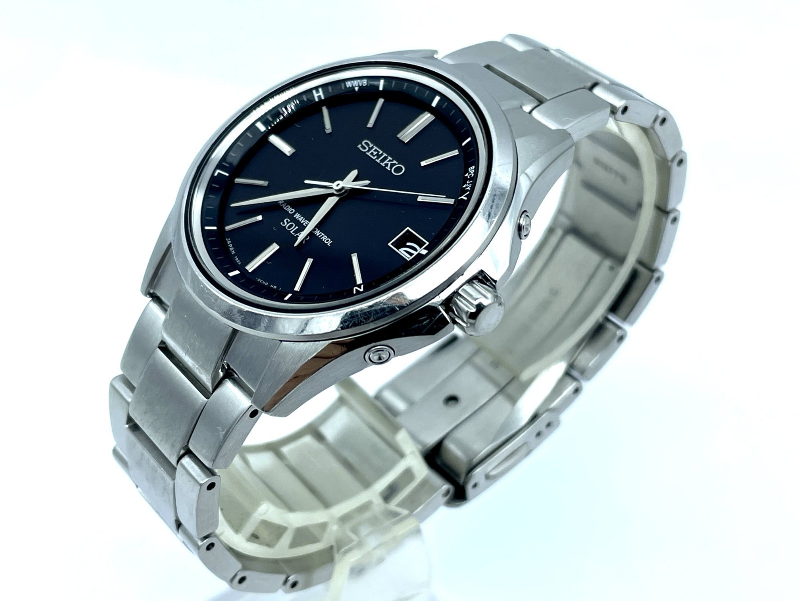SEIKO Radio Wave Control Solar Men’s Watch Band size 6.7in Black Dial 7B24-0BN0