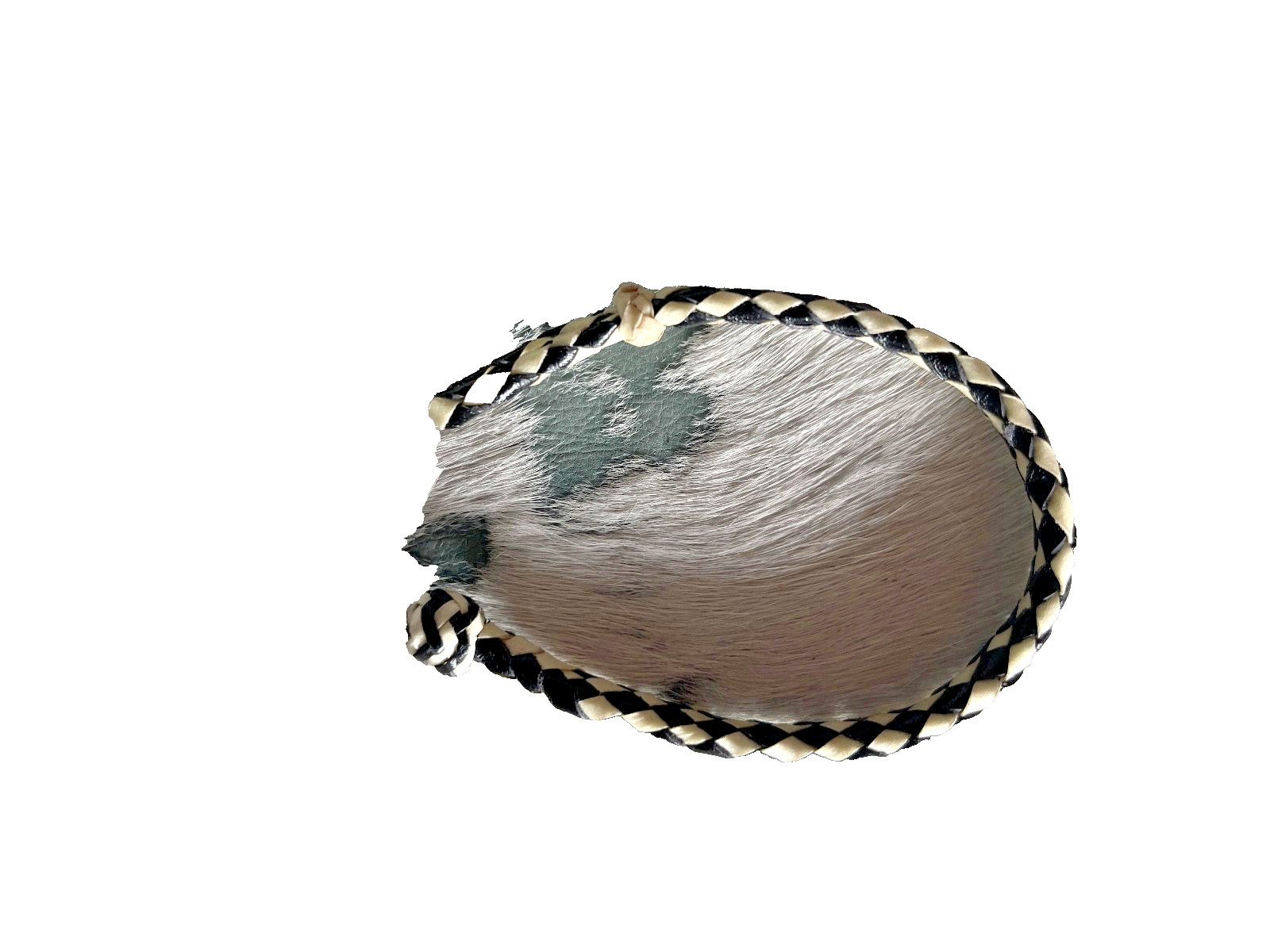 Western Mens Bracelet 7 7/8 x 3/8 in Flat Braid Leather Knot Cowgirl Blk White