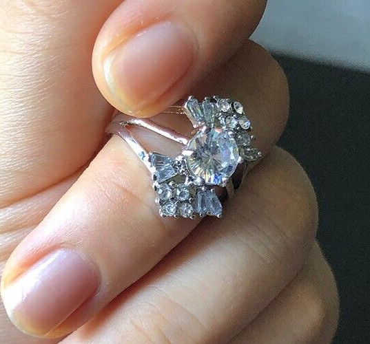 2 Ct Simulated Diamond Ring 925 Silver Plated Delicate Ring For Valentine Gifts