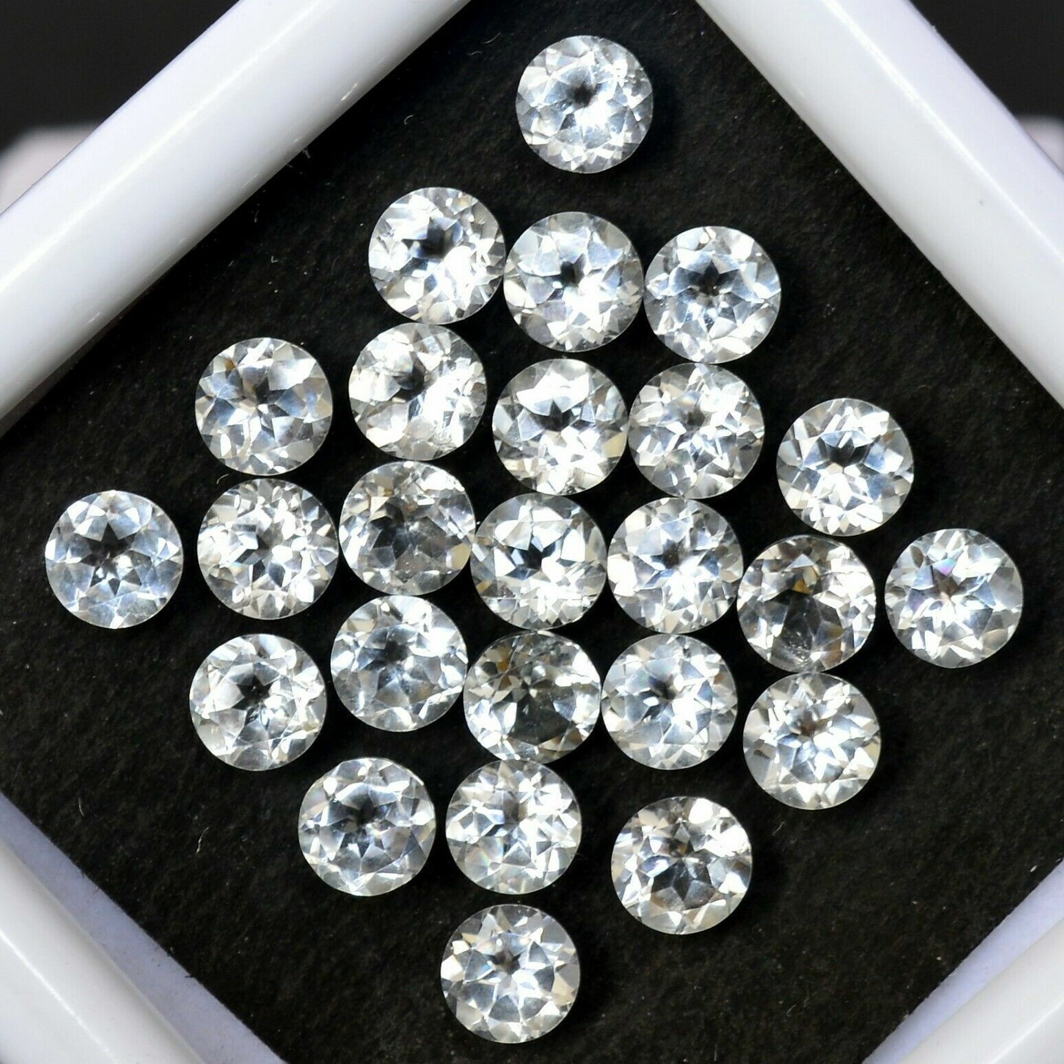 Round Cut Loose Gemstone AAA Natural White Topaz Faceted For Assorted Jewelry