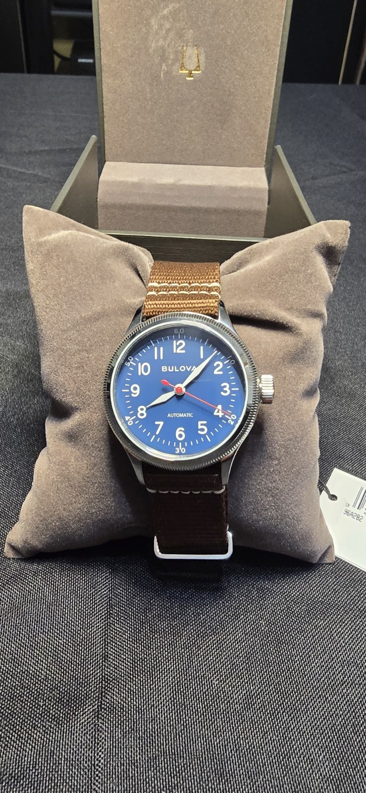 Bulova Hack Blue Dial Brown Strap Men’s Watch 96A282