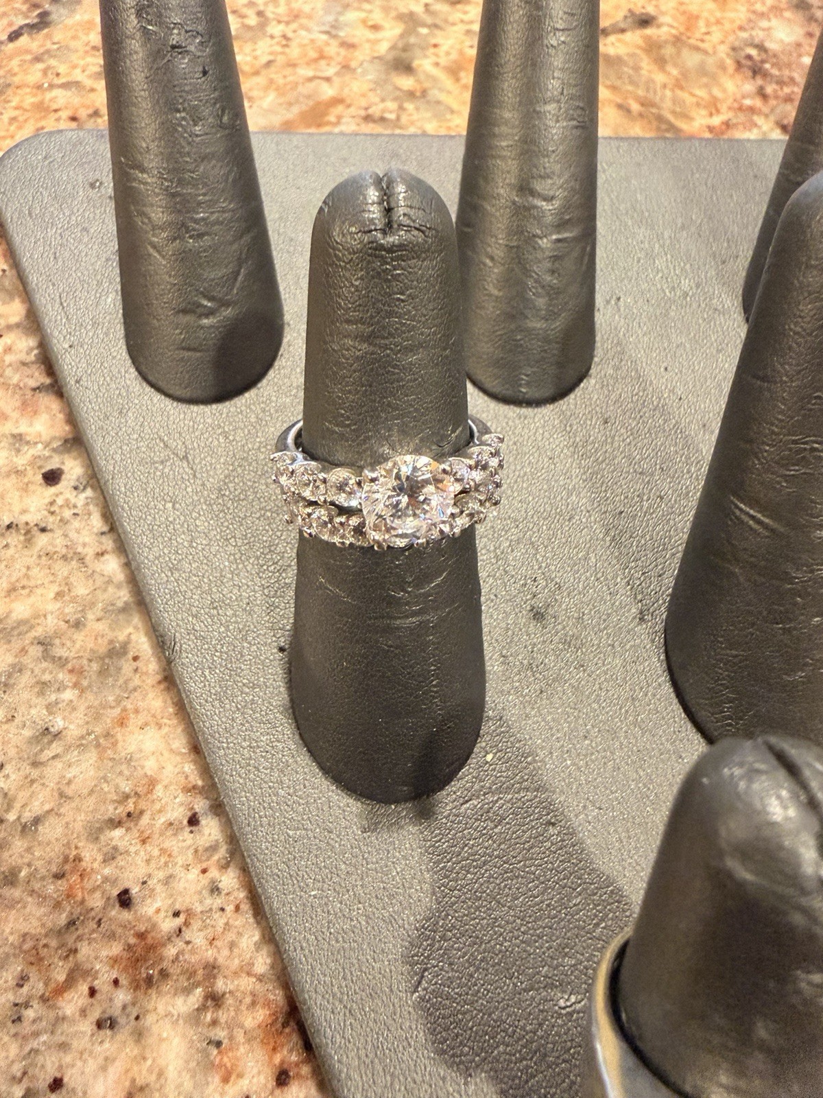 Vietnam Imported 925 sterling silver bridal ring set size 7.5 womens