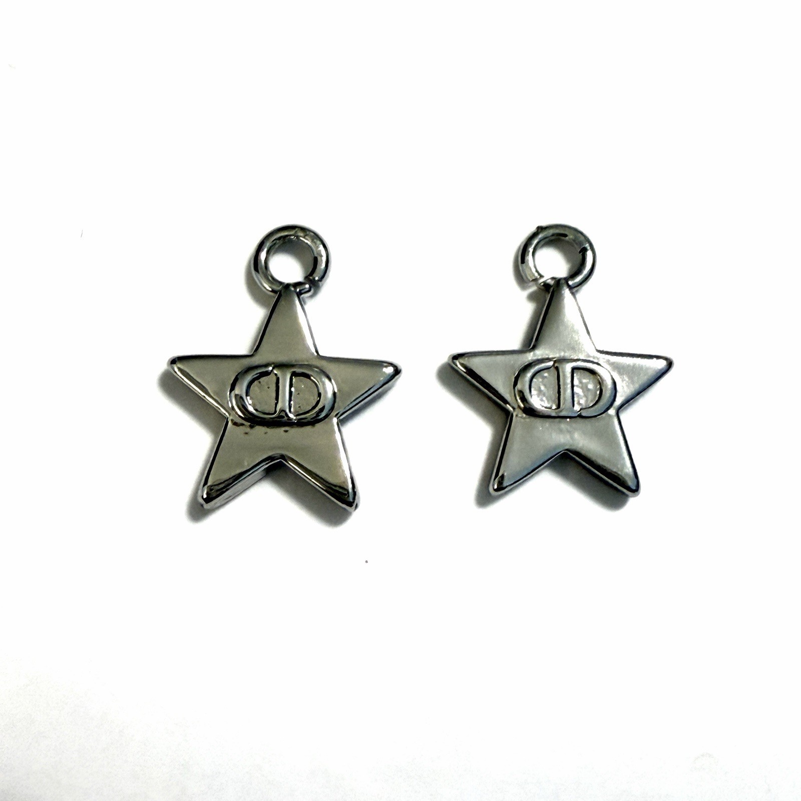 Dior Zipper Pull Charms Silver Tone Star Pendants Qty 2