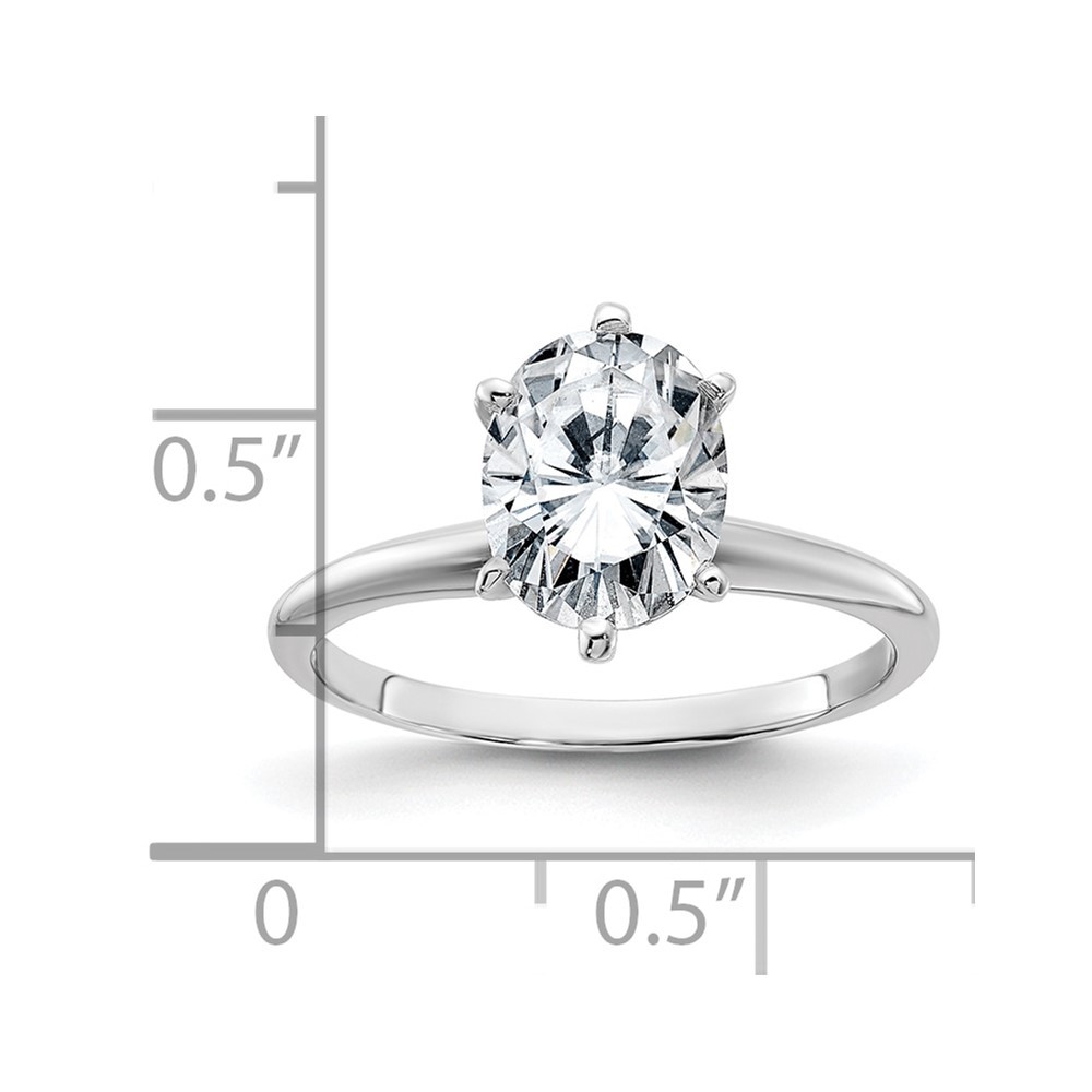 14k White Gold 2ct. Oval Cut Moissanite Solitaire Engagement Ring Size 6