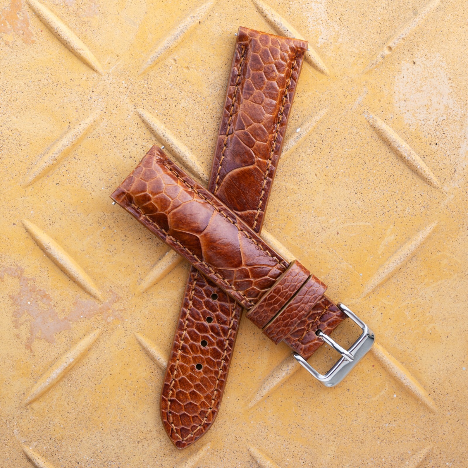 Genuine Light Brown Ostrich Leg Leather Watch Strap Band Men’s 14-26mm