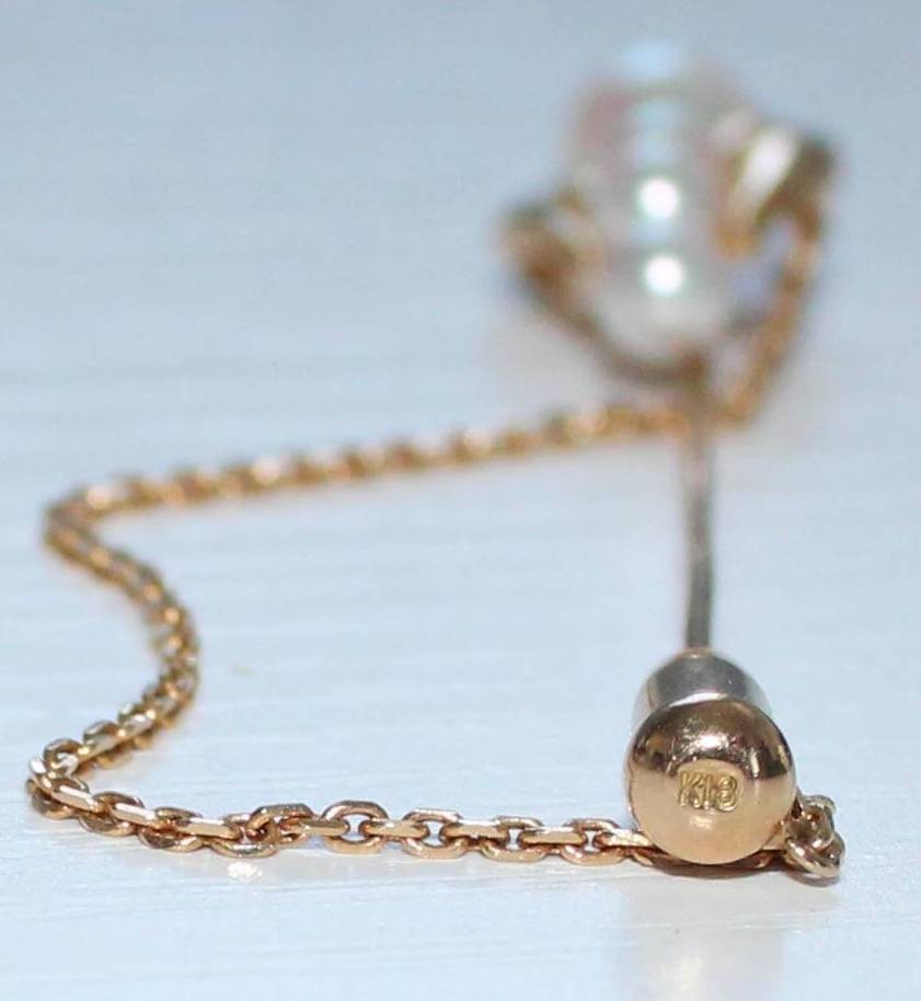 18K Gold & 4 Pinkish Pearls Stick Pin / Brooch 3.3 Grams 3 1/2″ Long