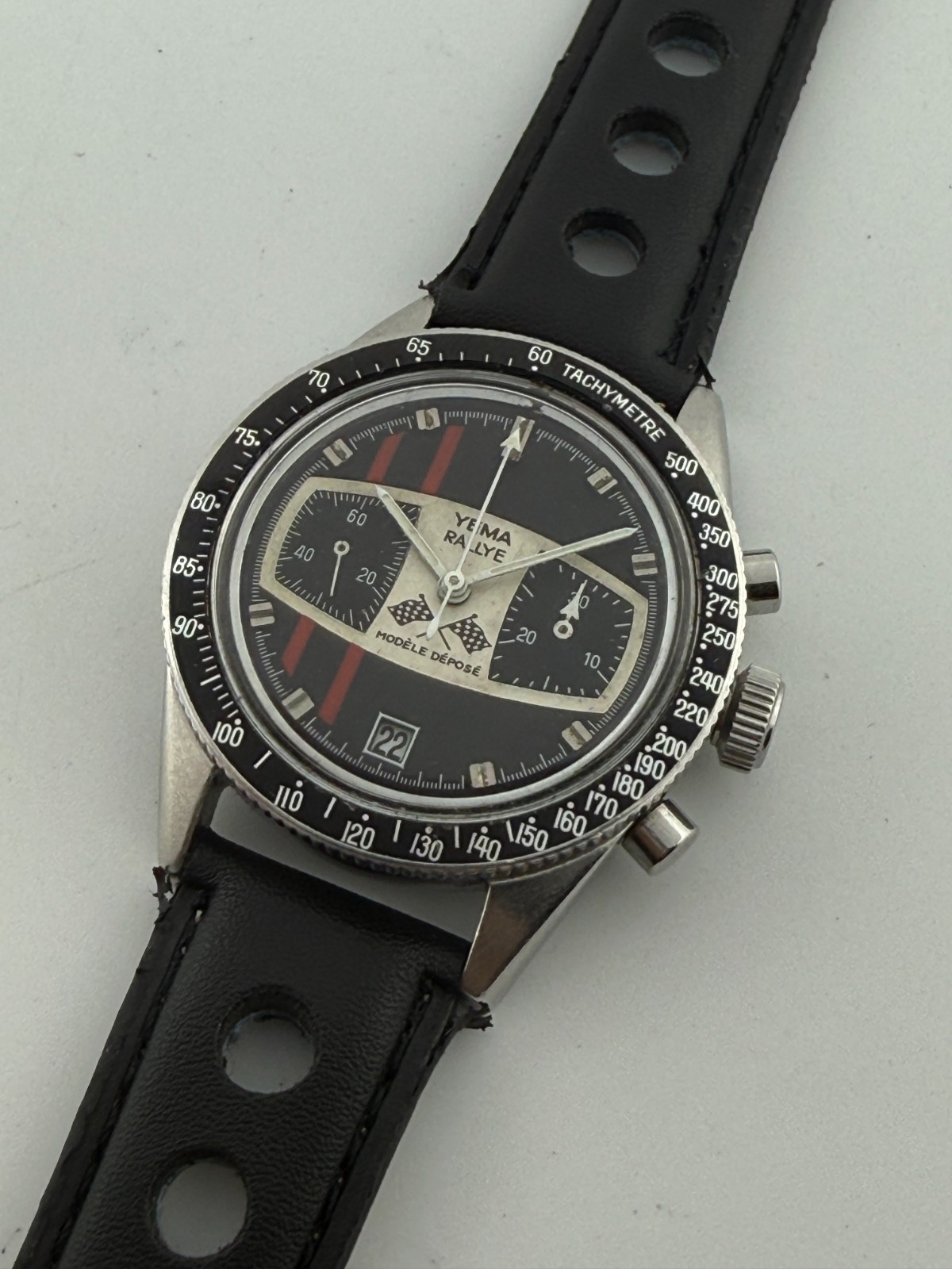 VINTAGE YEMA RALLYGRAF “MARIO ANDRETTI” MANUAL WIND CHRONOGRAPH VALJOUX 7733