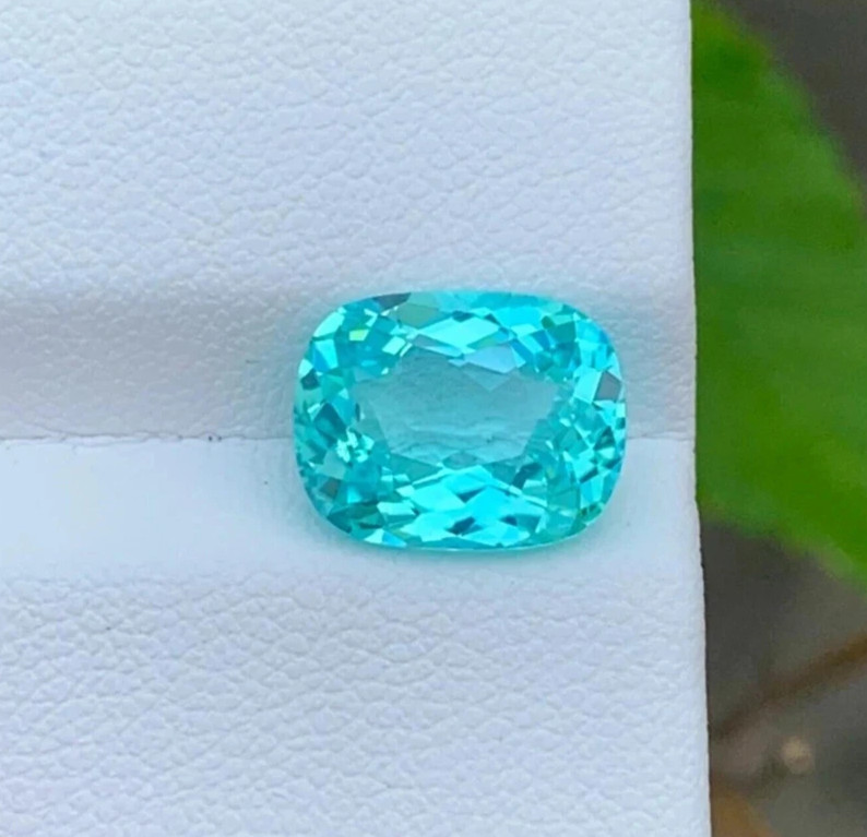 Certified Natural Paraiba Tourmaline 4.90 Ct Neon Blue Cushion Loose Gemstone