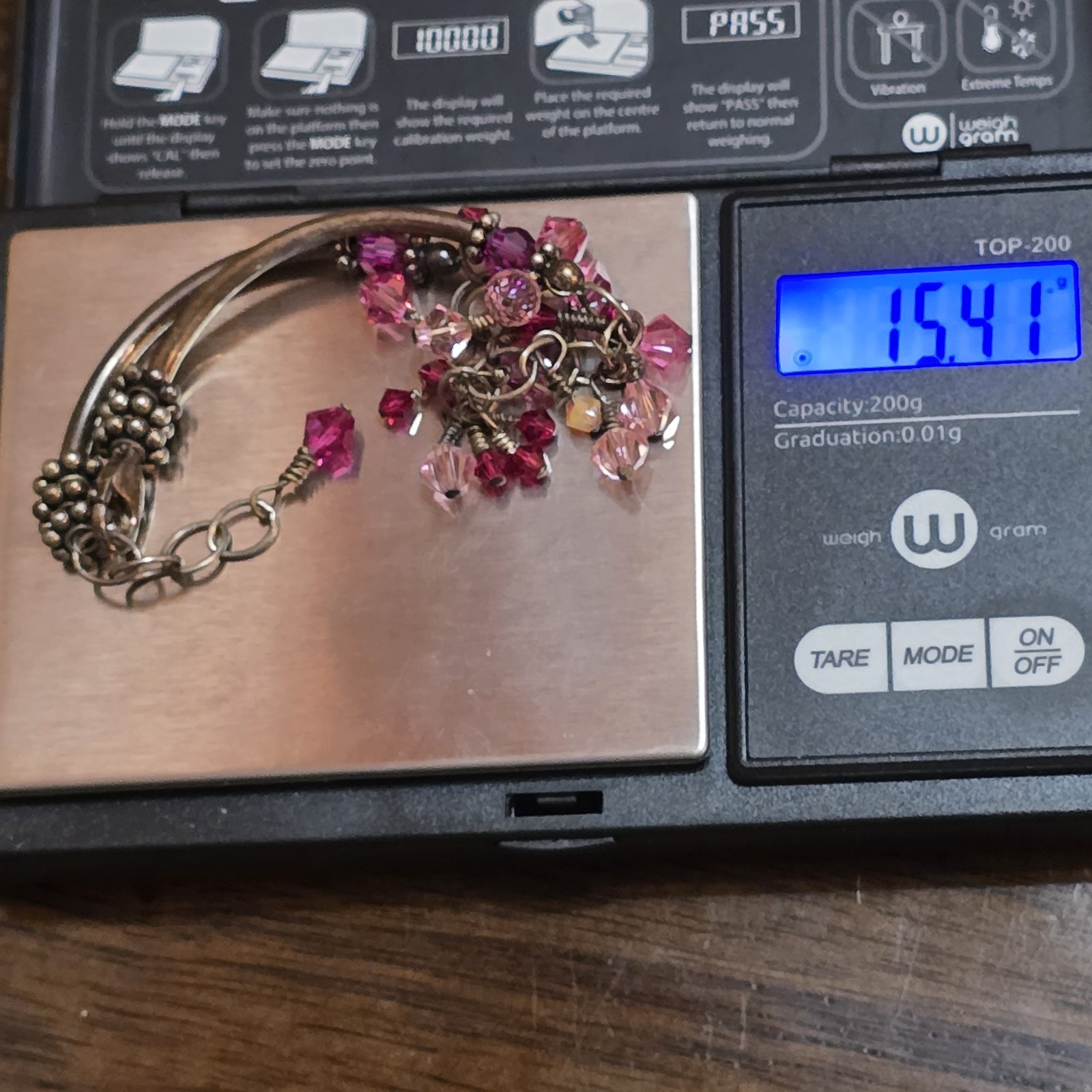 Bella Perlina Charm Bracelet 925 Sterling Silver, Pink, Red Translucent With Box