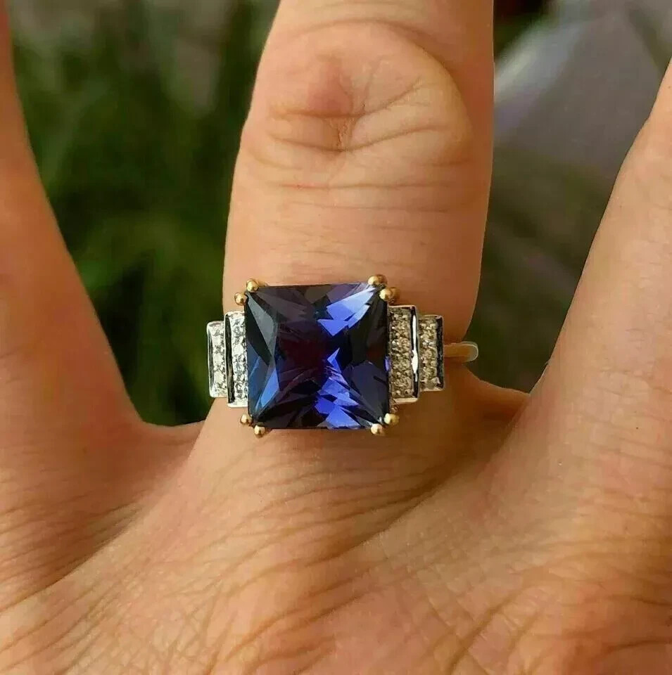 2.60 Ct Natural Tanzanite Solitaire Engagement Ring 14K White Gold solid