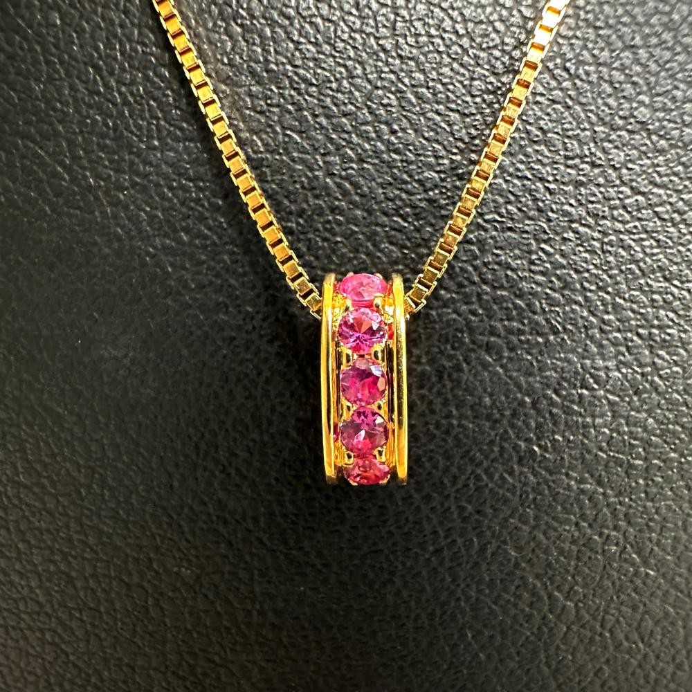 VANDOME Pink sapphire Necklace K18PG pink gold 3.3g 15.7″ Women