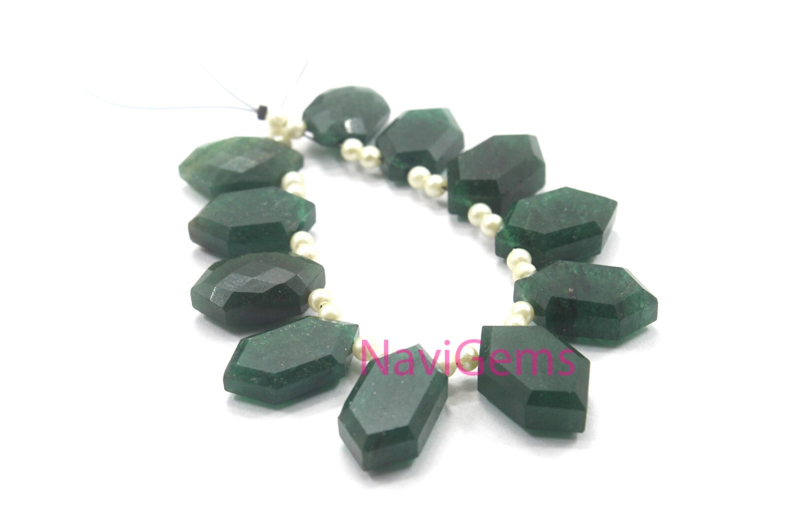 1 Strand Natural Green Aventurine Gemstone AAA Quality Faceted Hexagon