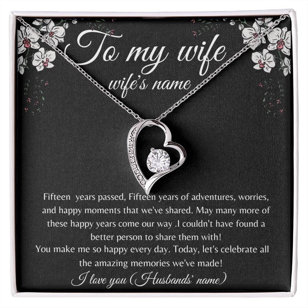 15th Anniversary Wife Necklace Gift Fiancée Girlfriend jewelry Gifts for Her