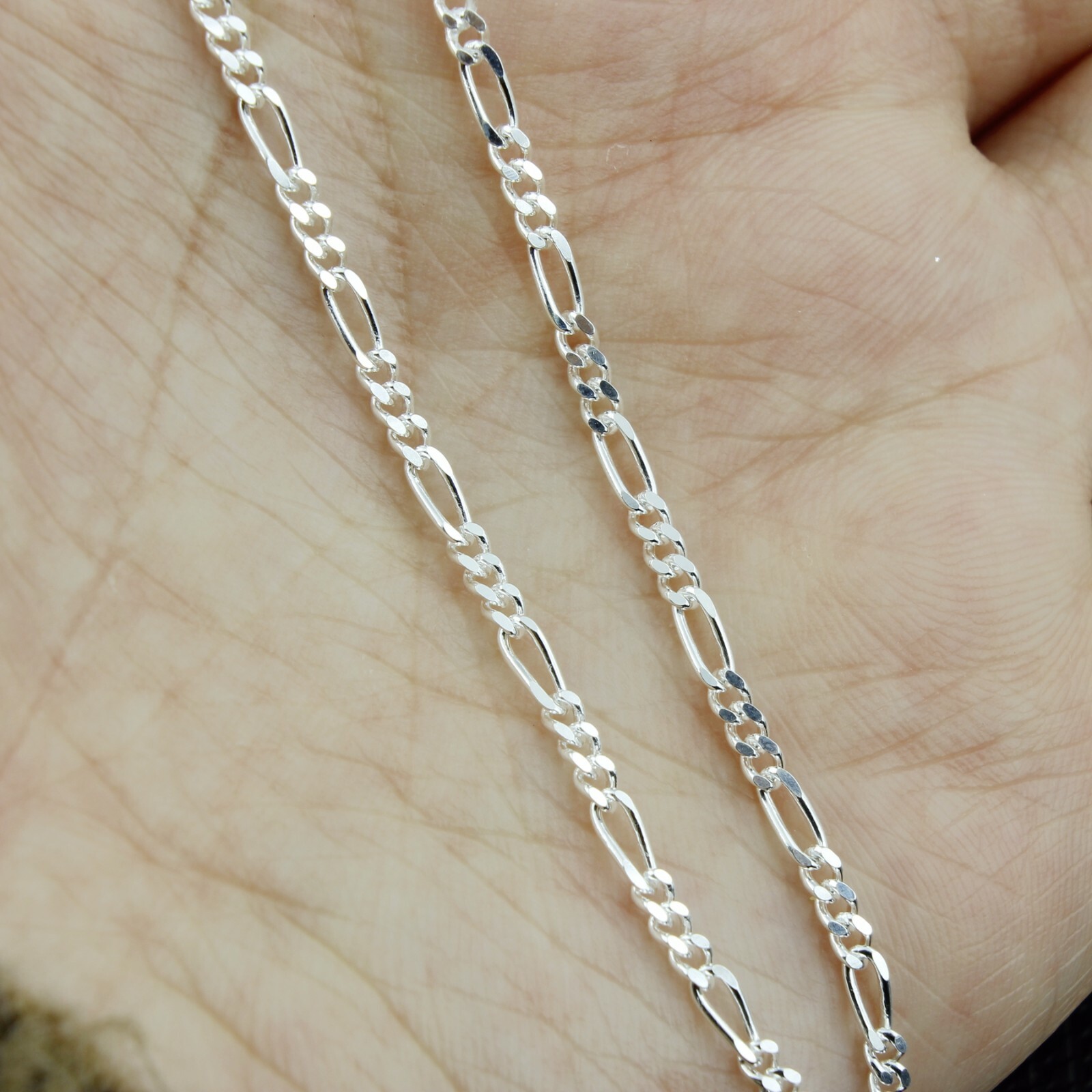 Women / Girl Italian 925 Sterling Silver Flat Figaro Chain Anklet Bracelet 9-10″