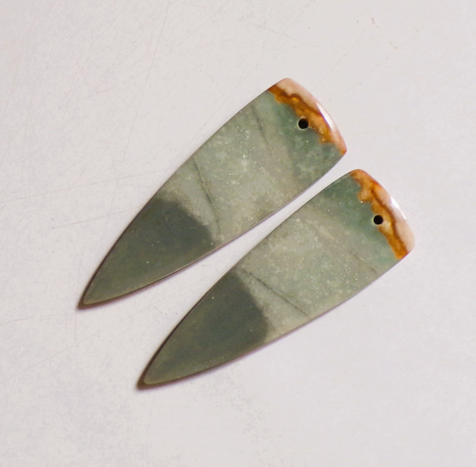 36.10 Cts Natural Polychrome Jasper Drilled Cabochon Pair Gemstone 44X15MM 41