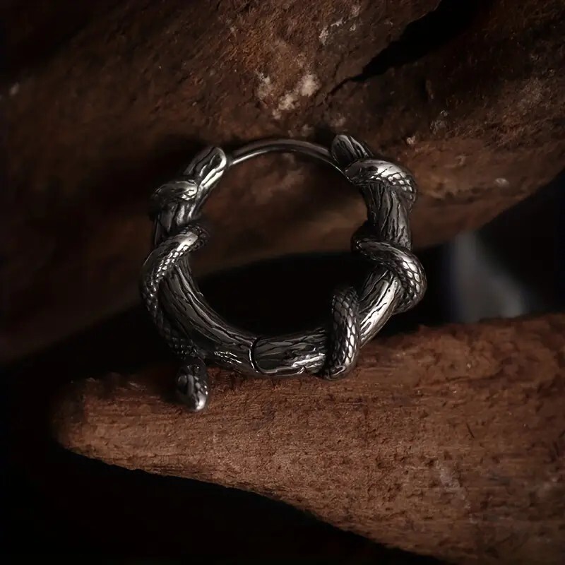 1pair New Gothic Snake Twisted Plant Vines Earrings For Men’s & Women’s