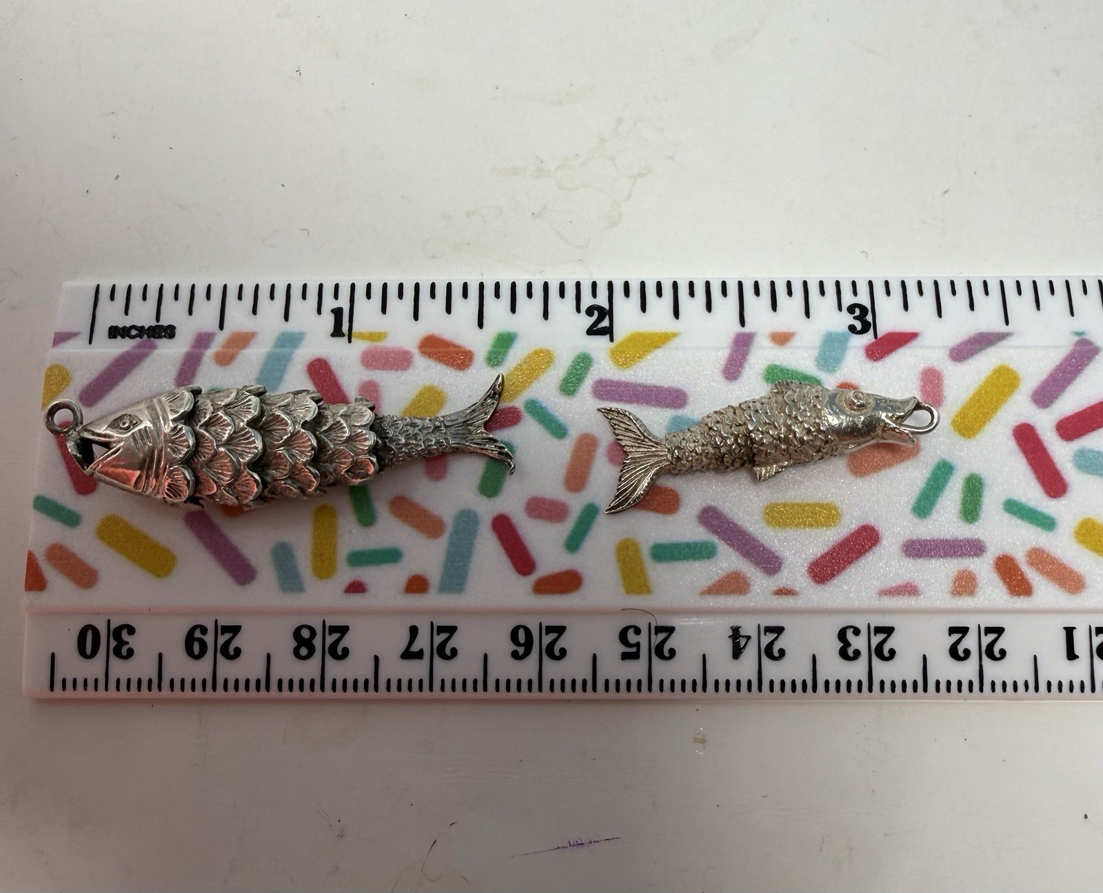 Large Vintage Sterling Silver Articulated Goldfish Koi Pair Pendant Charm Fish