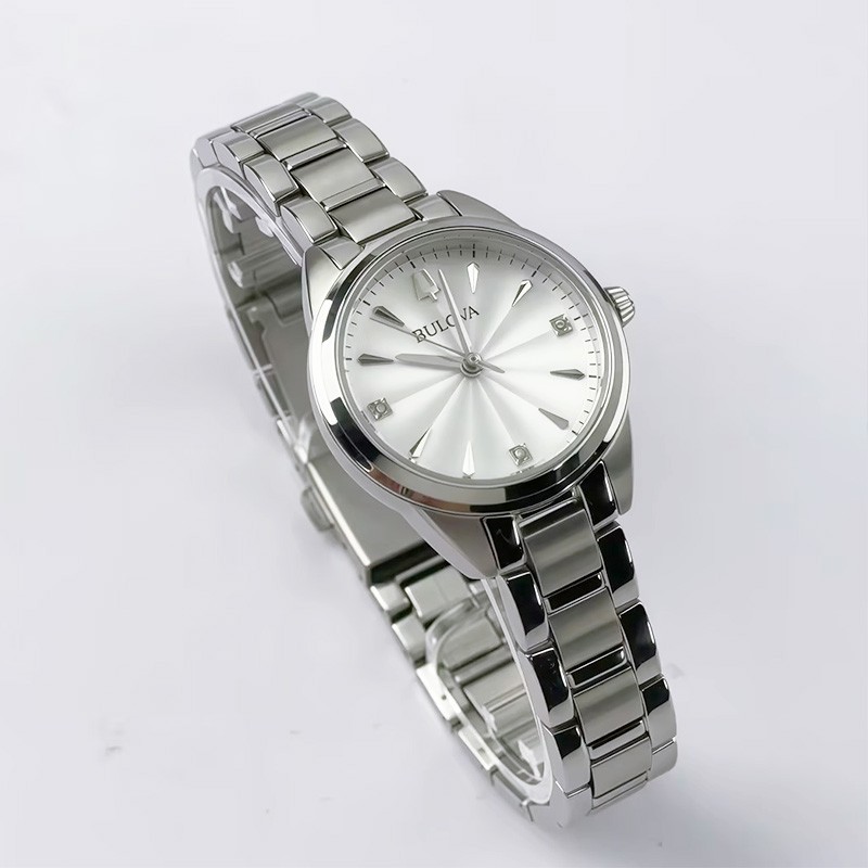 Bulova Sutton 96P219 Quartz Women’s Watch Diamond White Dial Silver Band 28mm