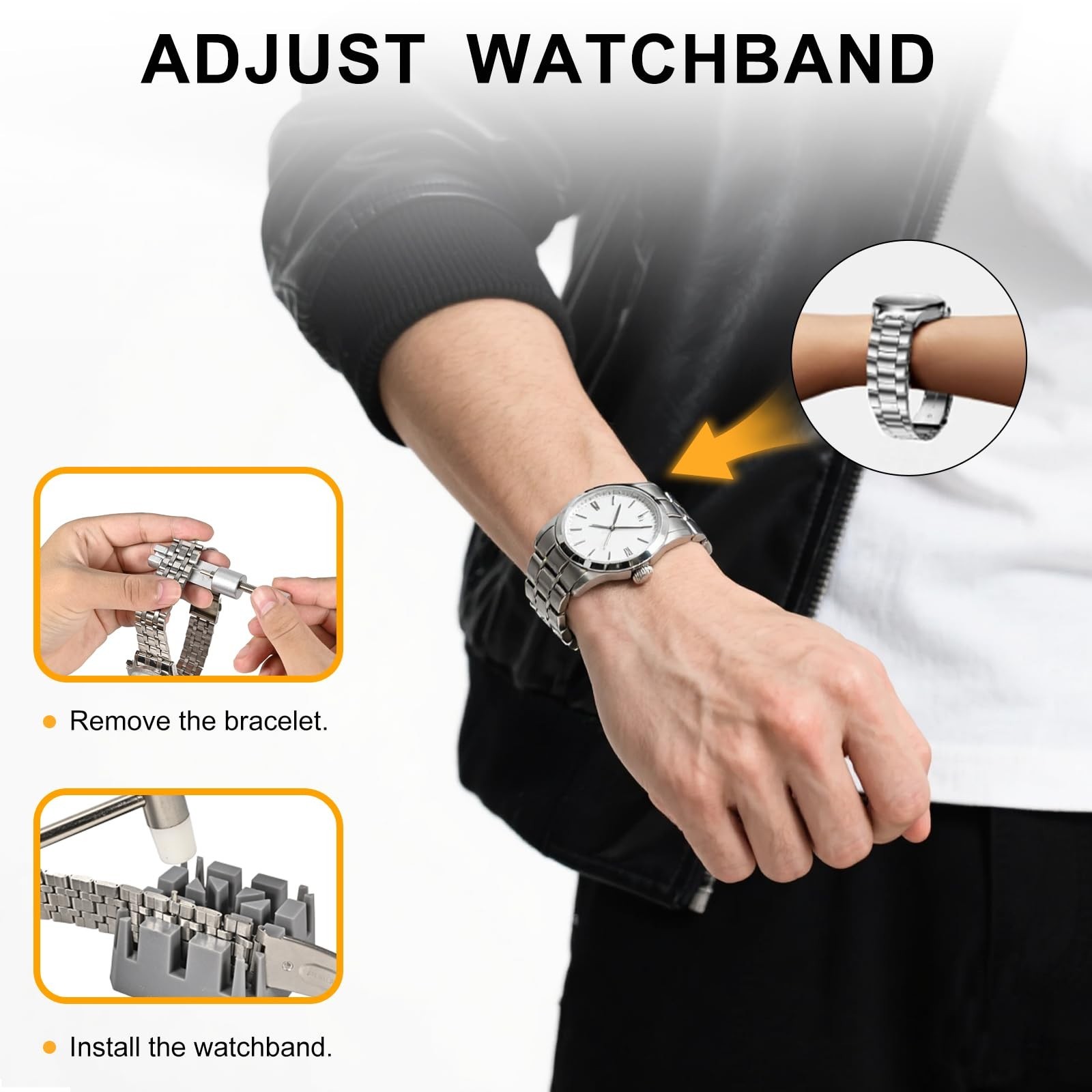 Watch Link Removal Kit, All Metal Watch Strap Link Removal, Sizing Kit with P…
