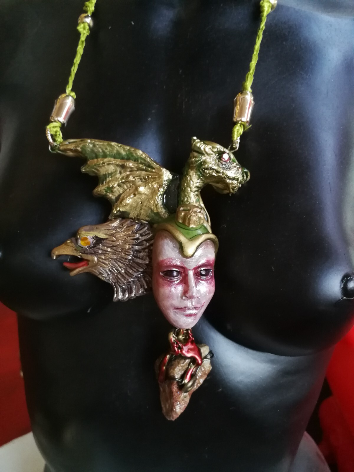 Bune Demon Gothic Talisman Satanist Pendant Devil Amulet Necklace Dragon Eagle