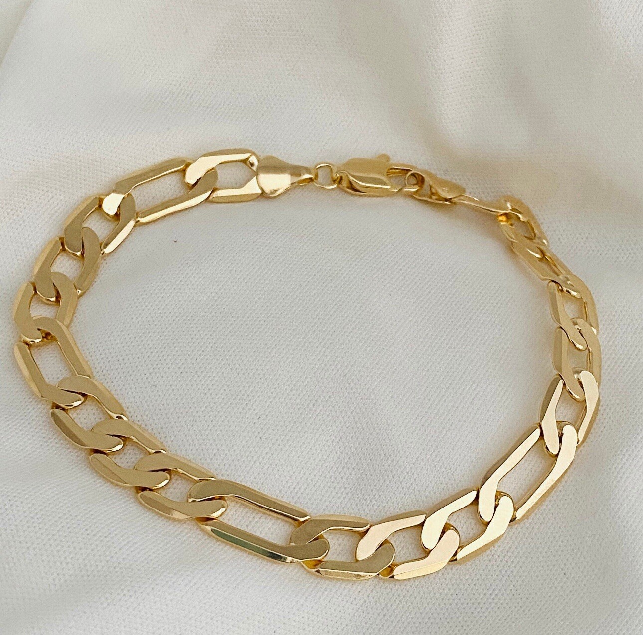 Belcher Bracelet 23cm*7mm Figaro Links 18ct 18k 18 Carat Gold Plated Unisex’s Uk
