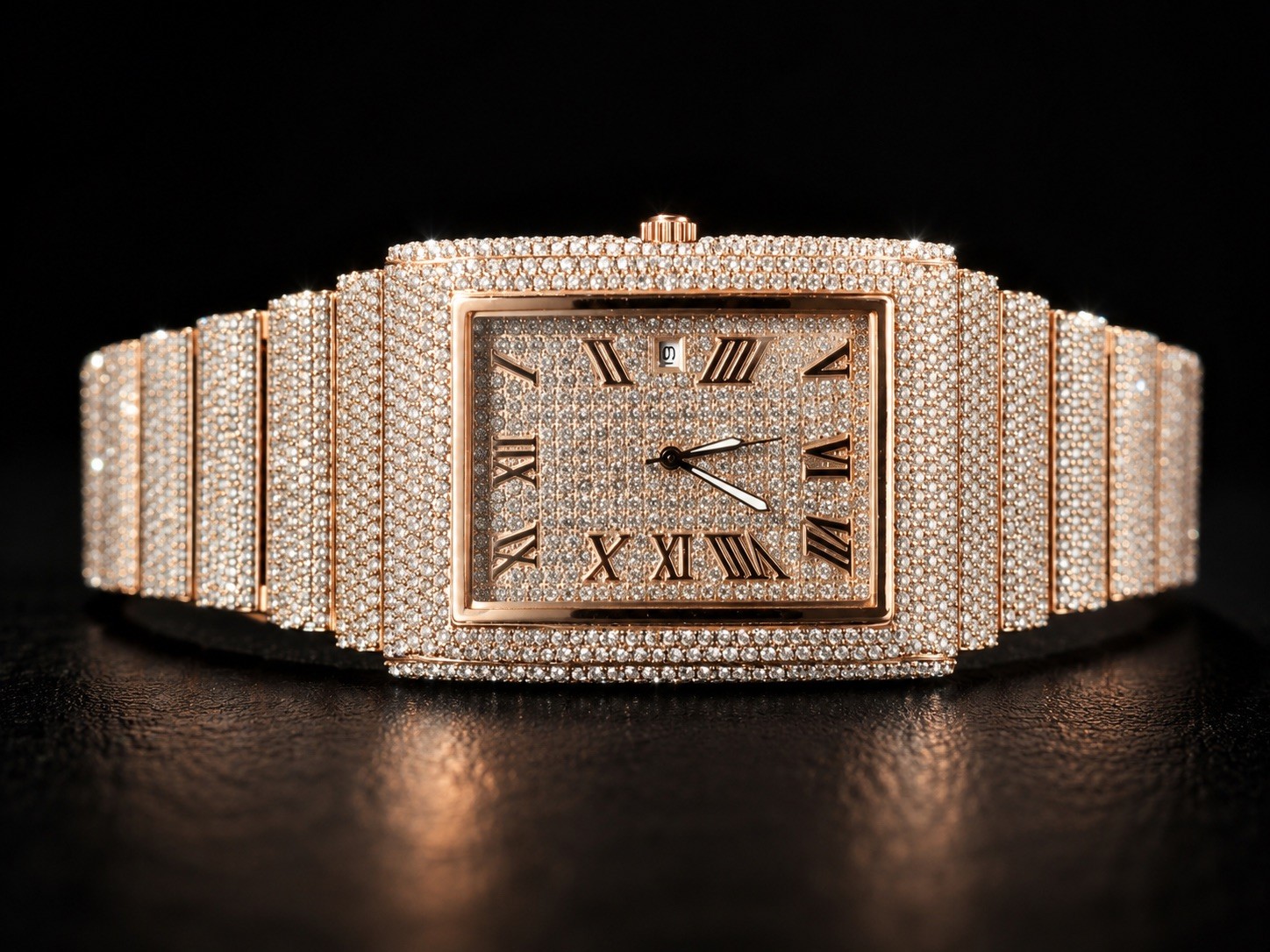 Iced out watch Rose gold