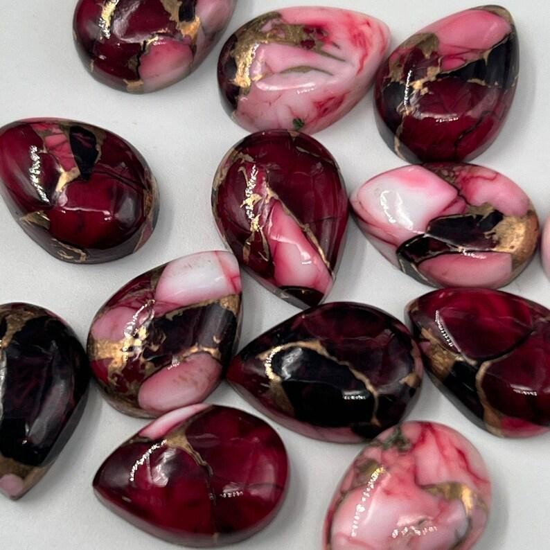 Red Rose Buffalo Turquoise Cabochon Pear Shape Loose Gemstone For Jewelry Making