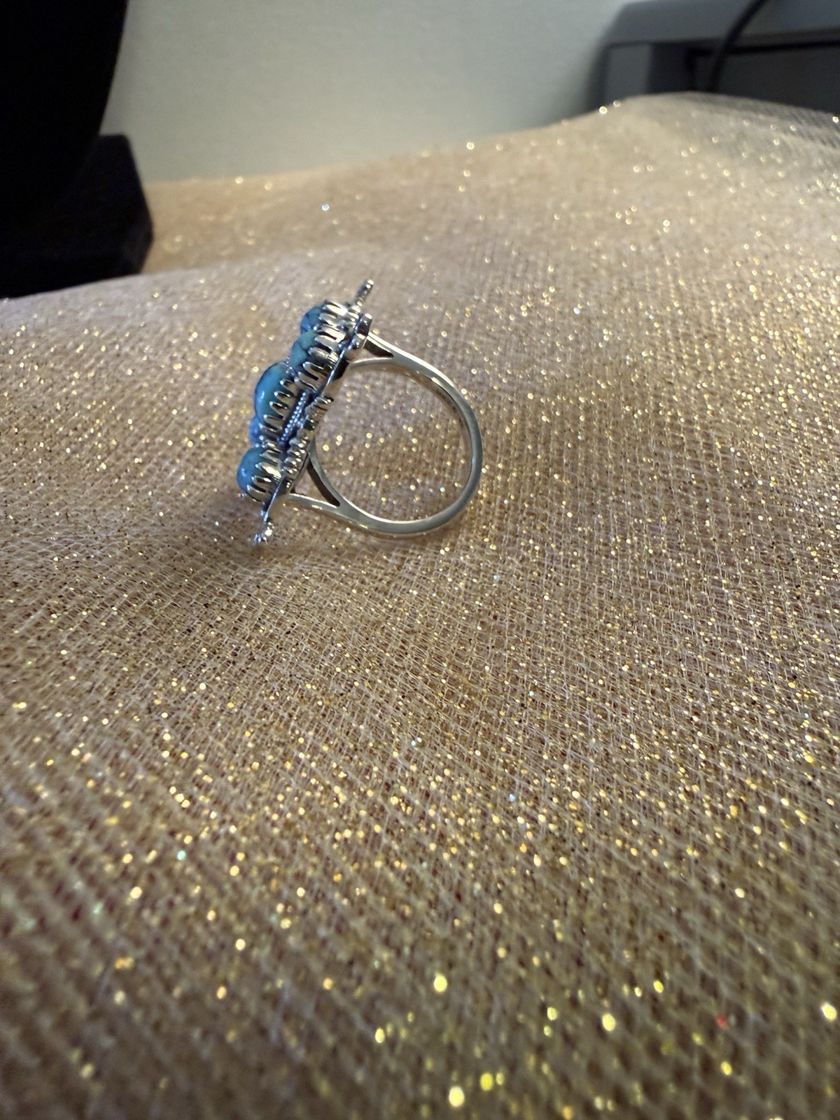 D’Joy Artisan Crafted Blue Moon Turquoise Ring In Sterling Silver Sz 7, 2.80 Ct