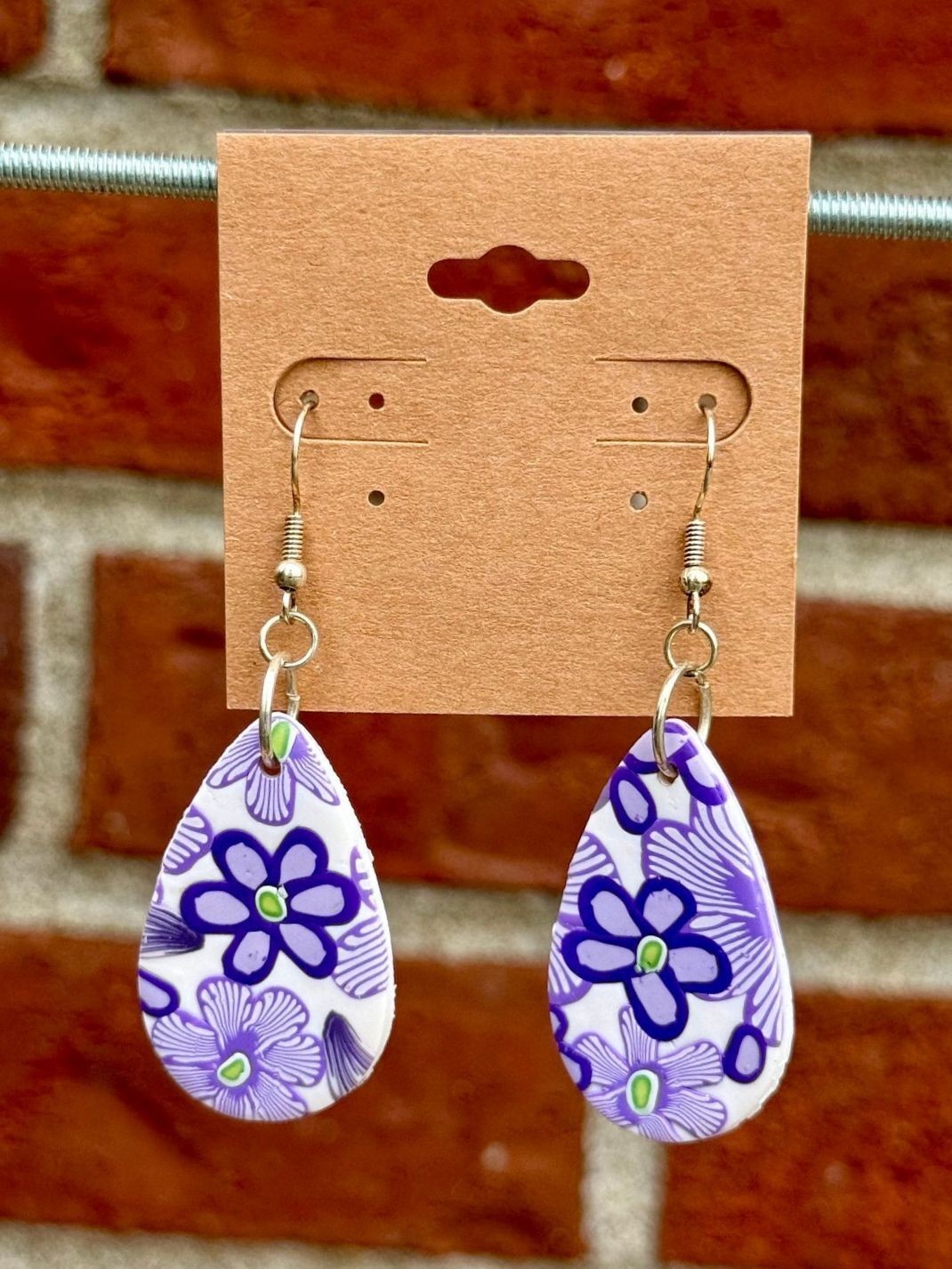 Handmade Polymer Clay Earrings Blue Green Purple